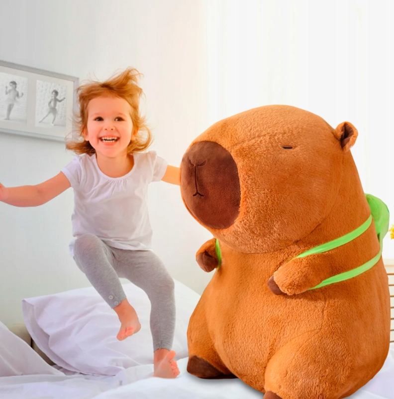 🙉🧸🎁💥 DUŻY MASKOTKA PLUSZOWA PLUSZAK KAPIBARA 100 CM KAPIBARA Z PLECAKIEM PREZENT