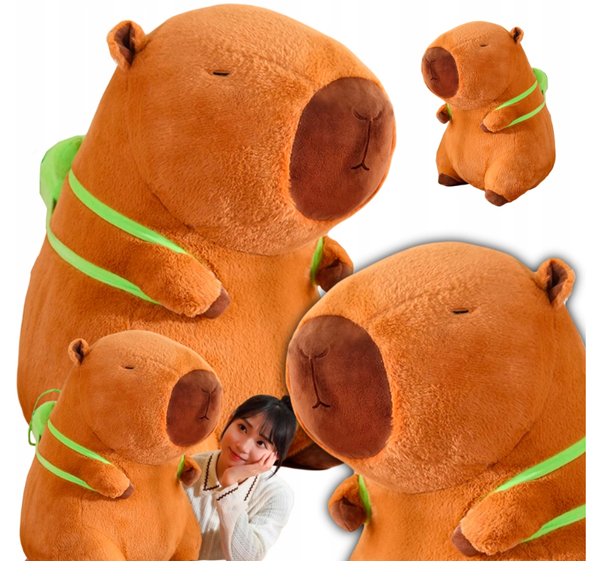 🙉🧸🎁💥 DUŻY MASKOTKA PLUSZOWA PLUSZAK KAPIBARA 100 CM KAPIBARA Z PLECAKIEM PREZENT
