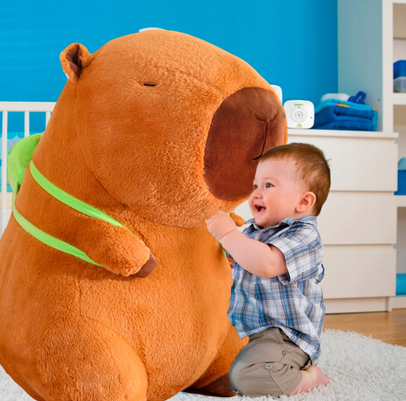 🙉🧸🎁💥 DUŻY MASKOTKA PLUSZOWA PLUSZAK KAPIBARA 100 CM KAPIBARA Z PLECAKIEM PREZENT