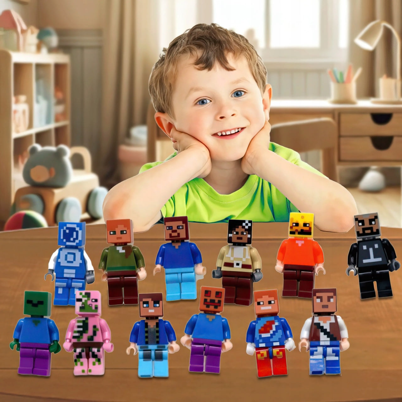 ⚡🎁✨KLOCKI MINECRAFT FIGURKI 12 SZTUK AKCESORIA ZESTAW FIGUREK DLA DZIECI PREZENT
