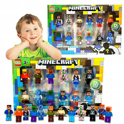 ⚡🎁✨KLOCKI MINECRAFT FIGURKI 12 SZTUK AKCESORIA ZESTAW FIGUREK DLA DZIECI PREZENT